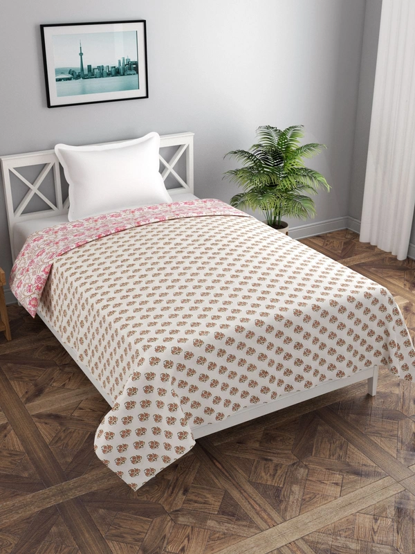 MORADO Glace Cotton Single Duvet Cover/Rajai Cover/Blanket Cover with Zipper (60x90 Inches) - 60x90 Inches, Pink