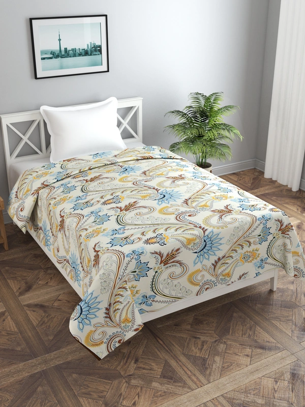 MORADO Glace Cotton Single / Duvet Cover / Rajai Cover / Blanket Cover with Zipper (60x90 Inches, Offwhite) - 60x90 Inches, Blue