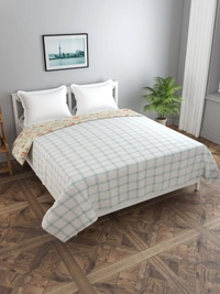 MORADO Glace Cotton 210 TC Double Bed Size Reversible Quilt Cover/Duvet Cover/Rajai Cover/Blanket Cover with Zipper (90x100 Inches) - 90x100 Inches