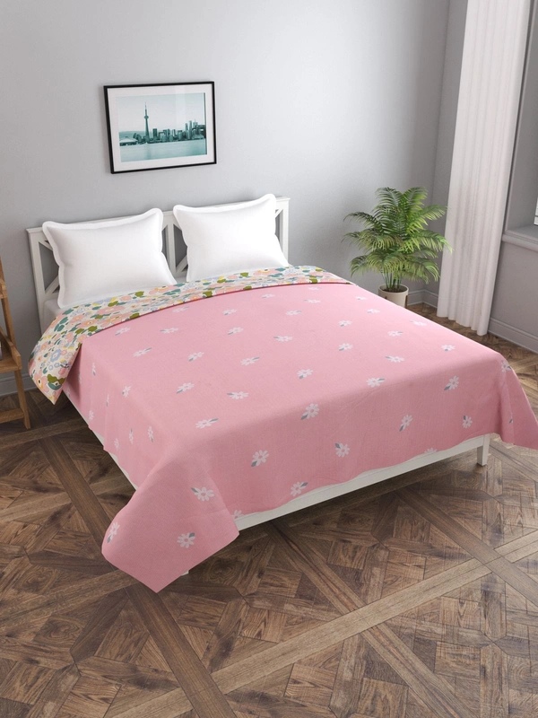 MORADO Glace Cotton 210 TC Double Bed Size Reversible Quilt Cover/Duvet Cover/Rajai Cover/Blanket Cover with Zipper (90x100 Inches) - 90x100 Inches