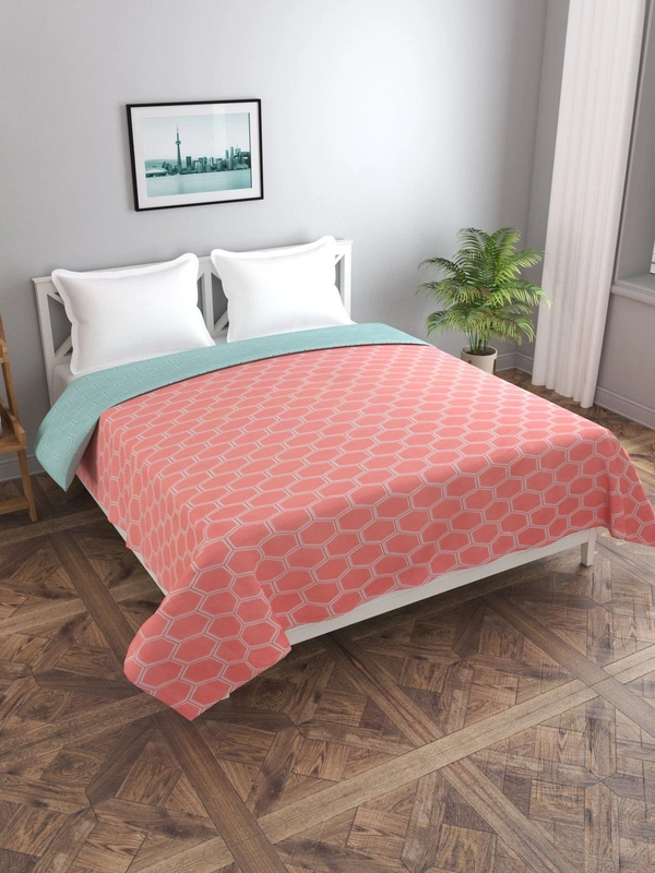 MORADO Glace Cotton 210 TC Double Bed Size Reversible Quilt Cover/Duvet Cover/Rajai Cover/Blanket Cover with Zipper (90x100 Inches) - 90x100 Inches