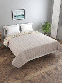 MORADO Glace Cotton 210 TC Double Bed Size Reversible Quilt Cover/Duvet Cover/Rajai Cover/Blanket Cover with Zipper (90x100 Inches) - 90x100 Inches