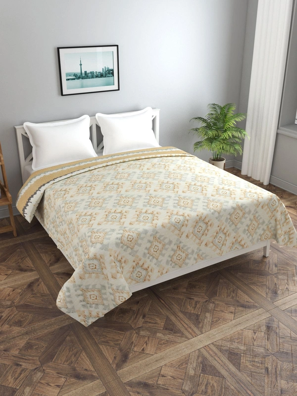 MORADO Glace Cotton 210 TC Double Bed Size Reversible Quilt Cover/Duvet Cover/Rajai Cover/Blanket Cover with Zipper (90x100 Inches) - 90x100 Inches