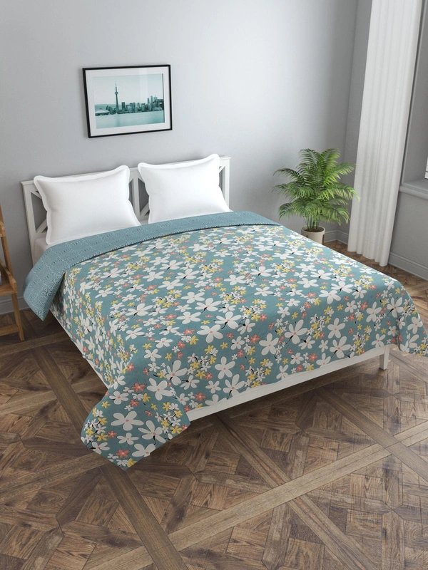 MORADO Glace cotton 210 TC Double Bed Size Reversible Quilt Cover/Duvet Cover/Rajai Cover/Blanket Cover with Zipper (90x100 Inches, Grey) - 90x100 Inches, Grey