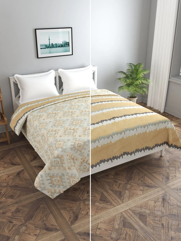 MORADO Glace cotton 210 TC Double Bed Size Reversible Quilt Cover/Duvet Cover/Rajai Cover/Blanket Cover with Zipper (90x100 Inches, Multicolor) - 90x100 Inches, Brown
