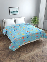 MORADO Glace Cotton Double Bed Quilt Cover / Duvet Cover / Rajai Cover / Blanket Cover with Zipper (90x100 Inches) - Blue