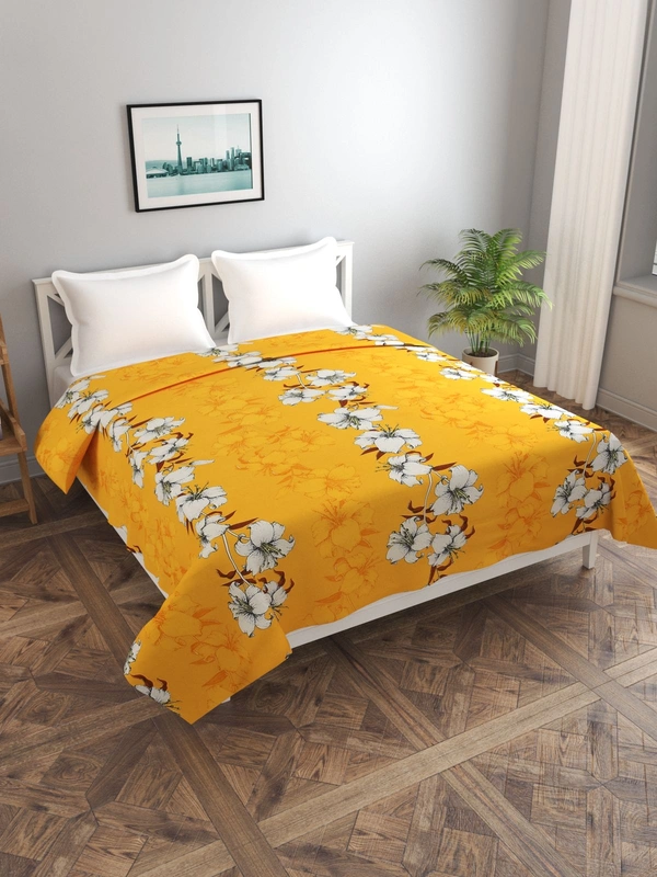 MORADO Glace cotton Double Bed Quilt Cover / Duvet Cover / Rajai Cover / Blanket Cover with Zipper (90x100 Inches) - Mustard