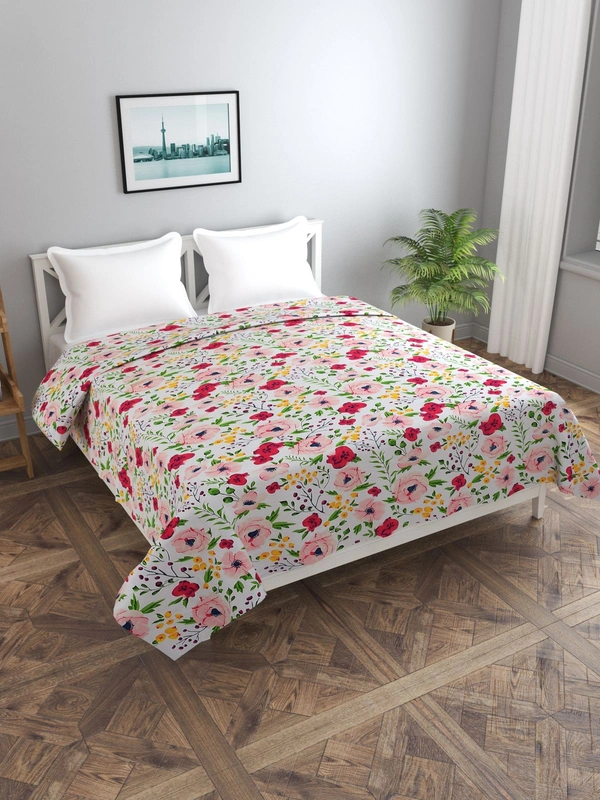 MORADO Glace Cotton Double Bed Quilt Cover / Duvet Cover / Rajai Cover / Blanket Cover with Zipper (90x100 Inches) - Pink