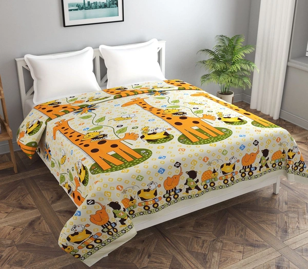 MORADO Glace Cotton Double Bed Quilt Cover / Duvet Cover / Rajai Cover / Blanket Cover with Zipper (90x100 Inches) - Offwhite