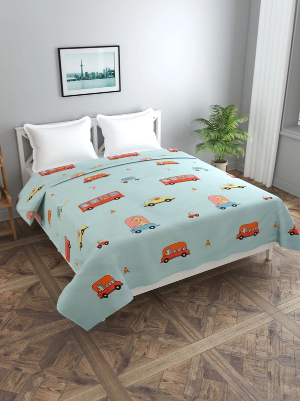 MORADO Glace Cotton Double Bed Quilt Cover / Duvet Cover / Rajai Cover / Blanket Cover with Zipper (90x100 Inches) - Blue