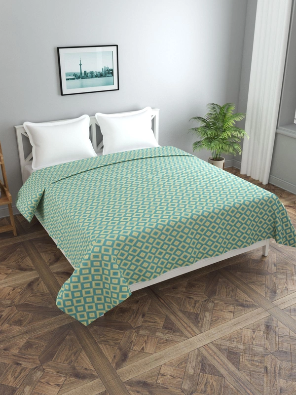 MORADO Glace cotton Double Bed Quilt Cover / Duvet Cover / Rajai Cover / Blanket Cover with Zipper (90x100 Inches) - Green