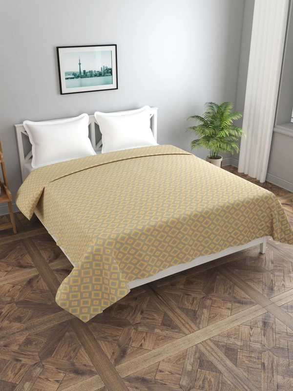 MORADO Glace Cotton Double Bed Quilt Cover / Duvet Cover / Rajai Cover / Blanket Cover with Zipper (90x100 Inches) - Yellow