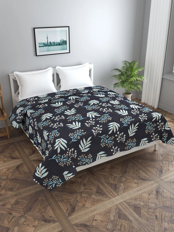 MORADO Glace Cotton Double Bed Quilt Cover / Duvet Cover / Rajai Cover / Blanket Cover with Zipper (90x100 Inches) - Blue