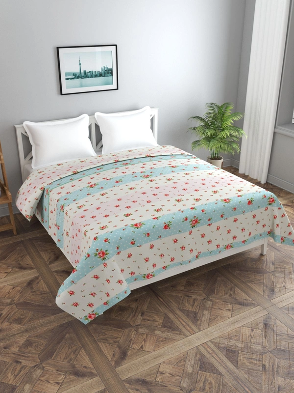 MORADO Glace Cotton Double Bed Quilt Cover / Duvet Cover / Rajai Cover / Blanket Cover with Zipper (90x100 Inches) - Multicolor