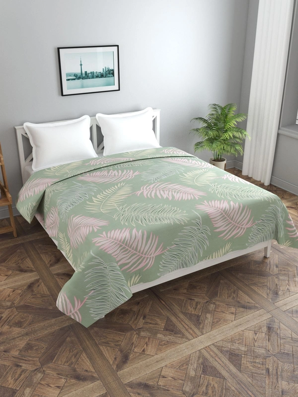 MORADO Glace Cotton Double Bed Quilt Cover / Duvet Cover / Rajai Cover / Blanket Cover With Zipper (90x100 Inches) - 90x100 Inches, Green