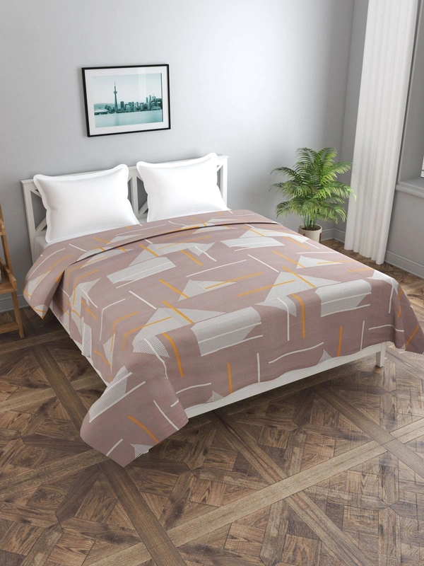 MORADO Glace Cotton Double Bed Quilt Cover / Duvet Cover / Rajai Cover / Blanket Cover With Zipper (90x100 Inches) - 90x100 Inches, Brown