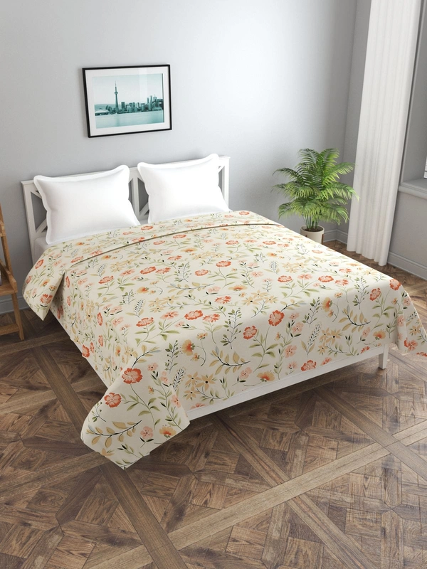 MORADO Glace Cotton Double Bed Quilt Cover / Duvet Cover / Rajai Cover / Blanket Cover With Zipper (90x100 Inches) - 90x100 Inches, Offwhite