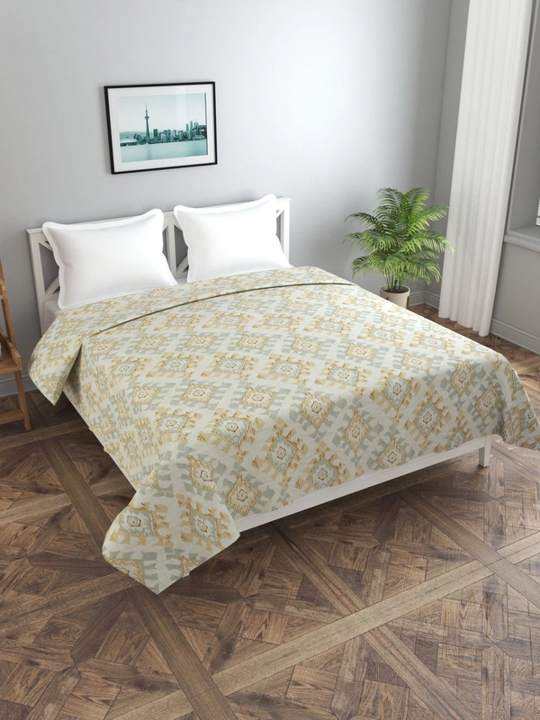 MORADO Glace Cotton Double Bed Quilt Cover / Duvet Cover / Rajai Cover / Blanket Cover With Zipper (90x100 Inches) - 90x100 Inches, Offwhite