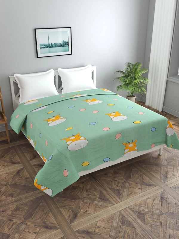 MORADO Glace Cotton Double Bed Quilt Cover / Duvet Cover / Rajai Cover / Blanket Cover With Zipper (90x100 Inches) - 90x100 Inches, Green
