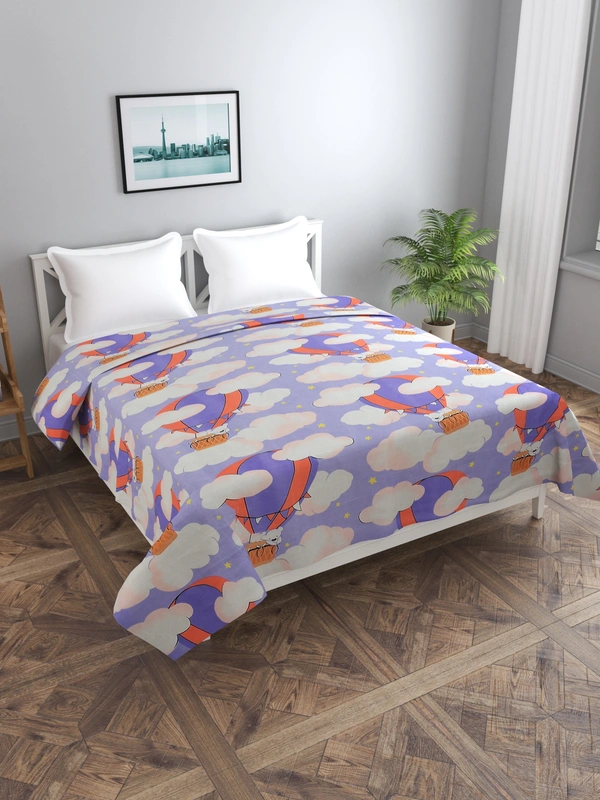 MORADO Glace Cotton Double / Duvet Cover / Rajai Cover / Blanket Cover with Zipper (90x100 Inches, Puple) - 90x100 Inches, Purple