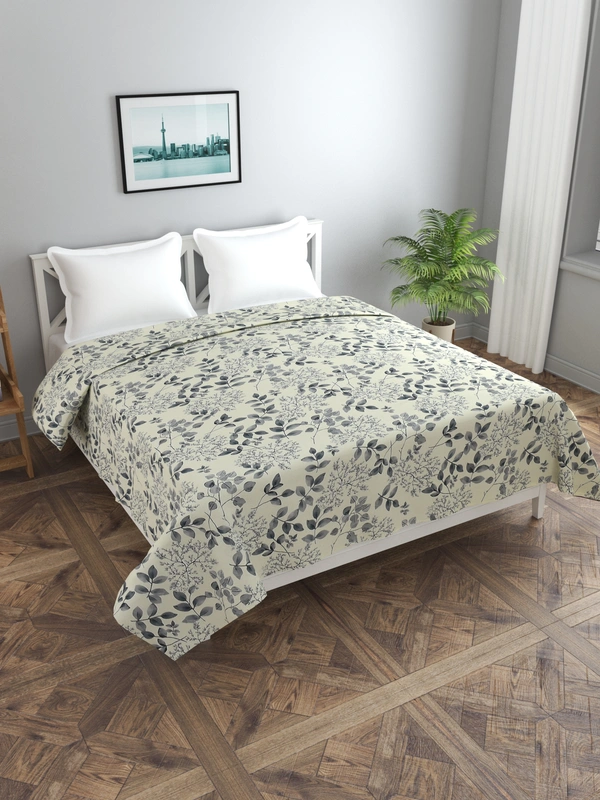 MORADO Glace cotton Double / Duvet Cover / Rajai Cover / Blanket Cover with Zipper (90x100 Inches, Offwhite Black) - 90x100 Inches, Offwhite