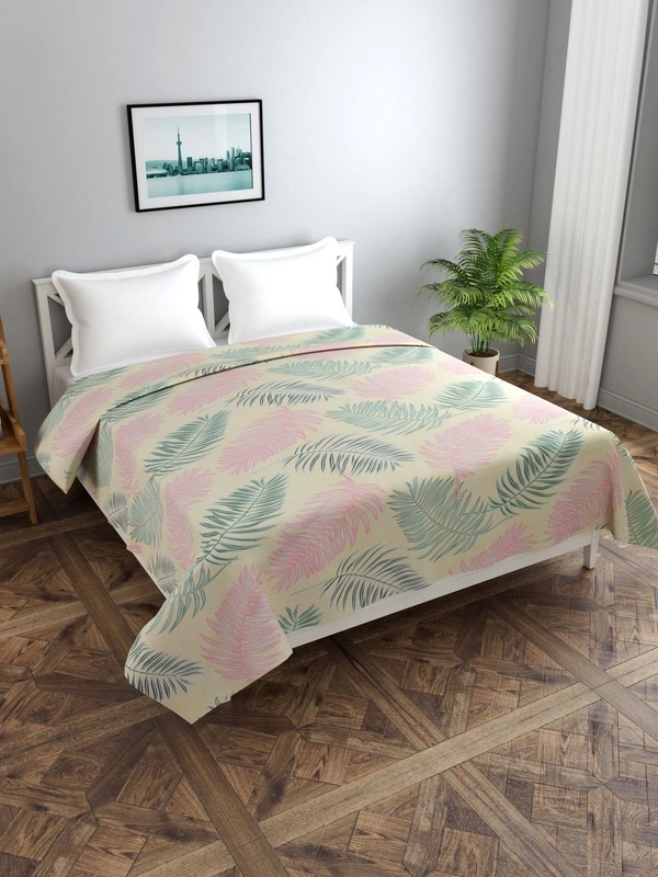 MORADO Glace Cotton Double Duvet Cover/Rajai Cover/Blanket Cover with Zipper (90x100 Inches) - 90x100 Inches, Light Green
