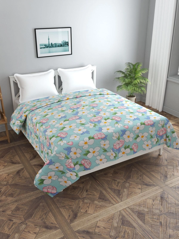 MORADO Glace Cotton Double Duvet Cover/Rajai Cover/Blanket Cover with Zipper (90x100 Inches) - 90x100 Inches, Sky Blue