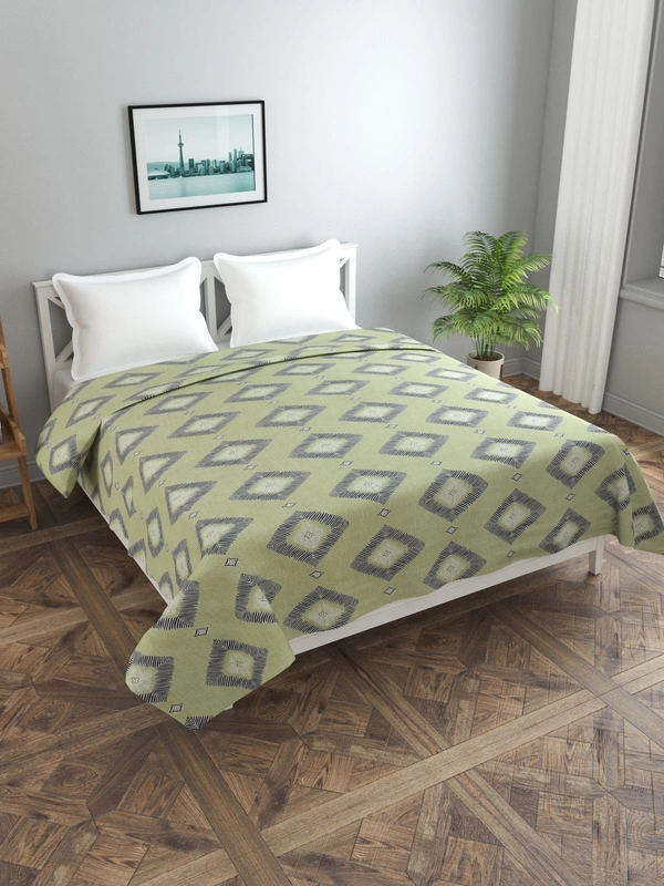 MORADO Glace Cotton Double Duvet Cover/Rajai Cover/Blanket Cover with Zipper (90x100 Inches) - 90x100 Inches, Green