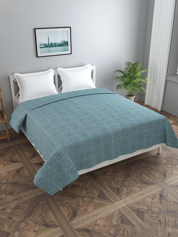 MORADO Glace Cotton Double Duvet Cover/Rajai Cover/Blanket Cover with Zipper (90x100 Inches, Grey) - 90x100 Inches, Grey