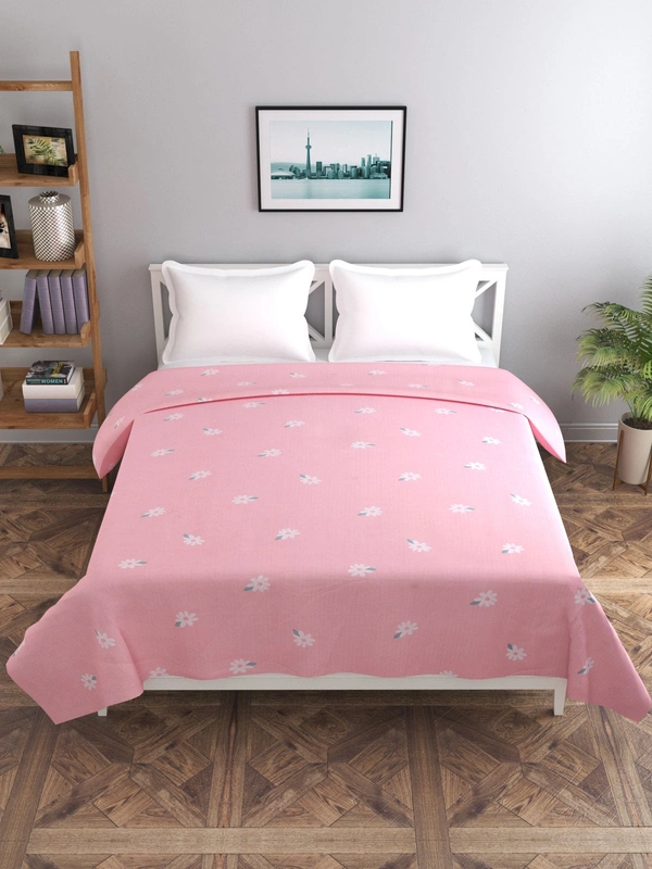 MORADO Glace Cotton Double Duvet Cover/Rajai Cover/Blanket Cover with Zipper (90x100 Inches, Pink) - 90x100 Inches, Pink