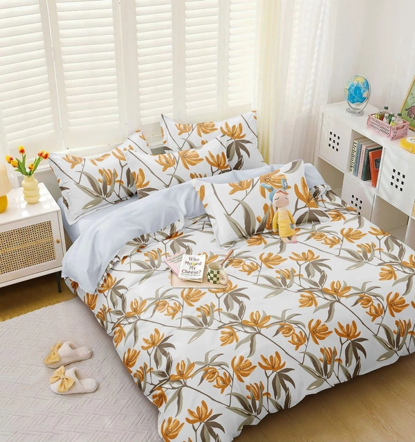 MORADO Glace Cotton Double Duvet Cover/Rajai Cover/Blanket Cover with Zipper (90x100 Inches) - 90x100 Inches, Yellow