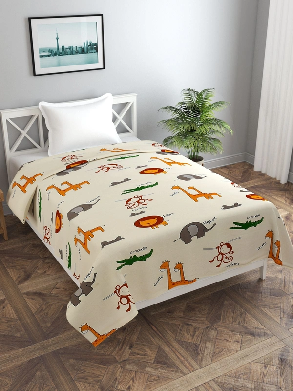 MORADO Glace Cotton Single Bed Size Quilt Cover / Duvet Cover / Rajai Cover / Blanket Cover with Zipper (60x90 Inches) - Offwhite