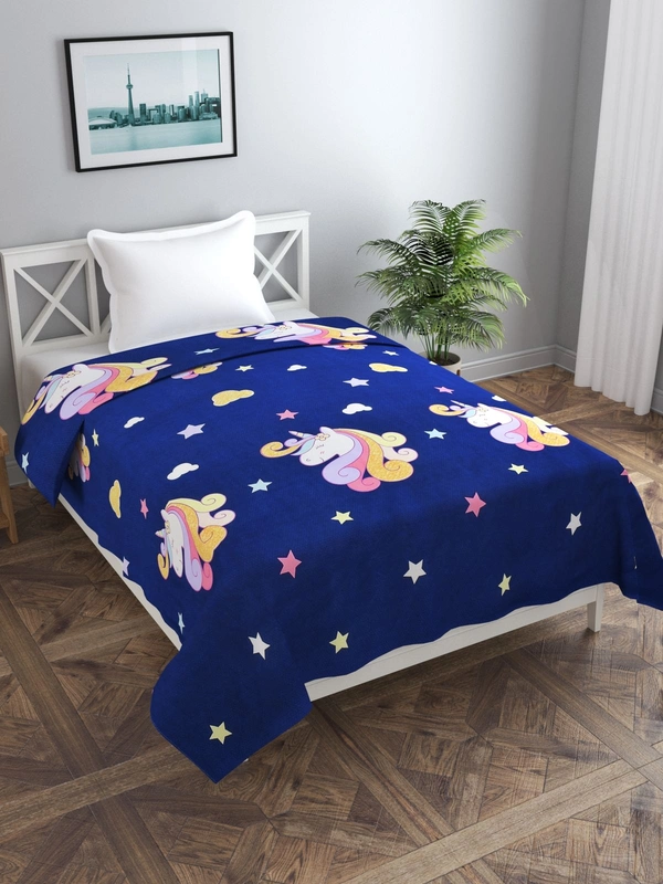 MORADO Glace Cotton Single Bed Size Quilt Cover / Duvet Cover / Rajai Cover / Blanket Cover with Zipper (60x90 Inches) - Blue