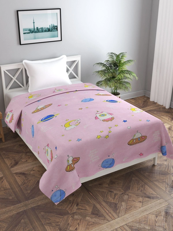 MORADO Glace Cotton Single Bed Size Quilt Cover / Duvet Cover / Rajai Cover / Blanket Cover with Zipper (60x90 Inches) - Pink