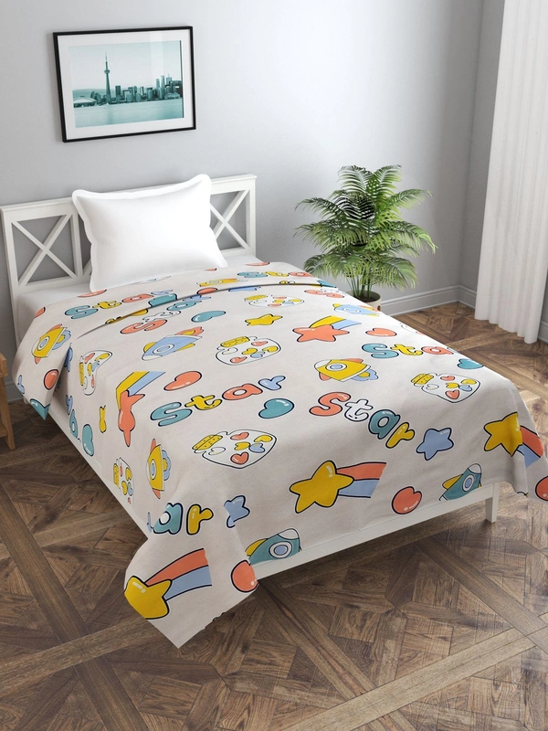 MORADO Glace Cotton Single Bed Size Quilt Cover / Duvet Cover / Rajai Cover / Blanket Cover with Zipper (60x90 Inches) - Offwhite