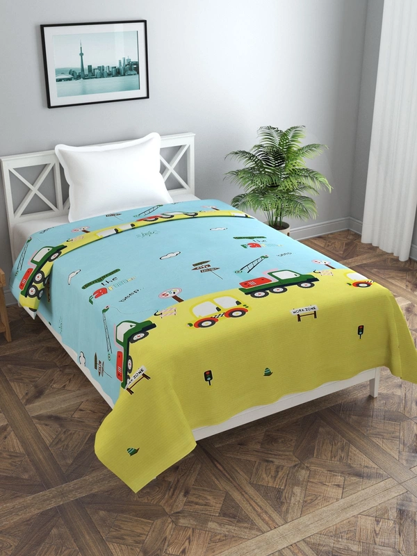 MORADO Glace Cotton Single Bed Size Quilt Cover / Duvet Cover / Rajai Cover / Blanket Cover with Zipper (60x90 Inches) - Yellow