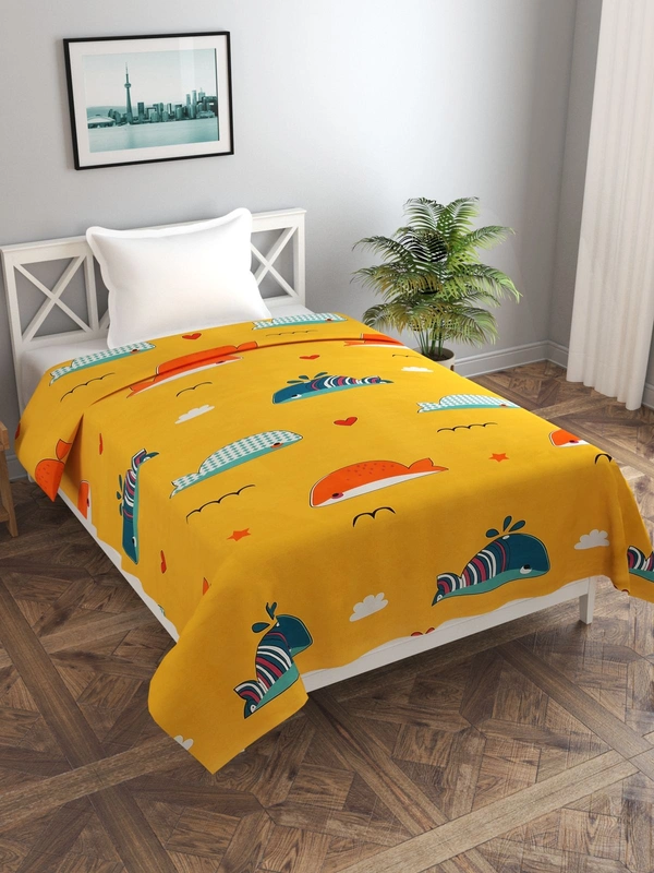 MORADO Glace Cotton Single Bed Size Quilt Cover / Duvet Cover / Rajai Cover / Blanket Cover with Zipper (60x90 Inches) - Yellow