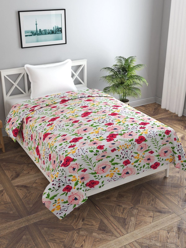 MORADO Glace Cotton Single Bed Size Quilt Cover / Duvet Cover / Rajai Cover / Blanket Cover with Zipper (60x90 Inches) - Pink