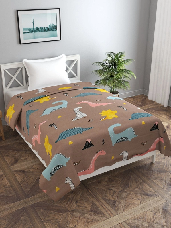 MORADO Glace Cotton Single Bed Size Quilt Cover / Duvet Cover / Rajai Cover / Blanket Cover with Zipper (60x90 Inches) - Brown