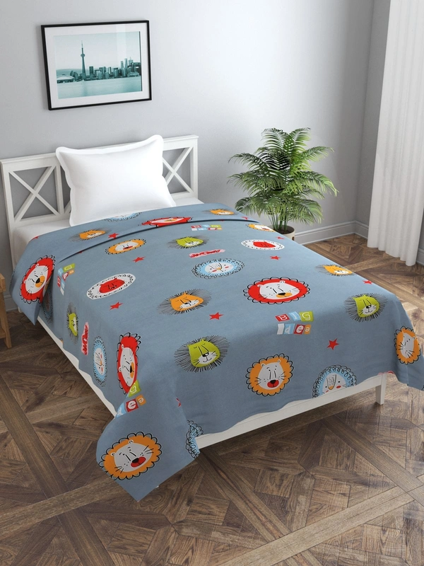 MORADO Glace Cotton Single Bed Size Quilt Cover / Duvet Cover / Rajai Cover / Blanket Cover with Zipper (60x90 Inches) - Grey