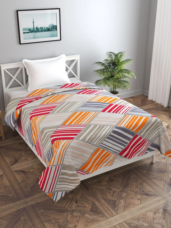 MORADO Glace Cotton Single Bed Size Quilt Cover / Duvet Cover / Rajai Cover / Blanket Cover with Zipper (60x90 Inches) - Multicolor