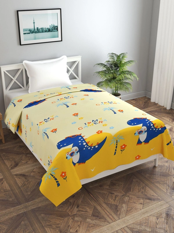 MORADO Glace Cotton Single Bed Size Quilt Cover / Duvet Cover / Rajai Cover / Blanket Cover with Zipper (60x90 Inches) - Yellow