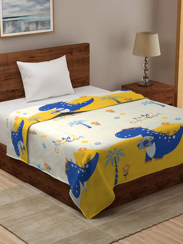 MORADO Glace Cotton Single Bed Size Quilt Cover / Duvet Cover / Rajai Cover / Blanket Cover with Zipper (60x90 Inches) - Yellow