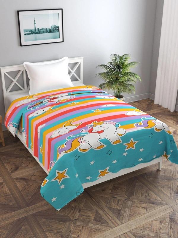 MORADO Glace Cotton Single Bed Size Quilt Cover / Duvet Cover / Rajai Cover / Blanket Cover with Zipper (60x90 Inches) - Multicolor
