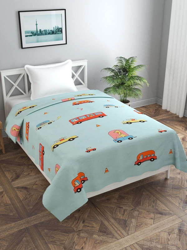 MORADO Glace Cotton Single Bed Size Quilt Cover / Duvet Cover / Rajai Cover / Blanket Cover with Zipper (60x90 Inches) - Blue