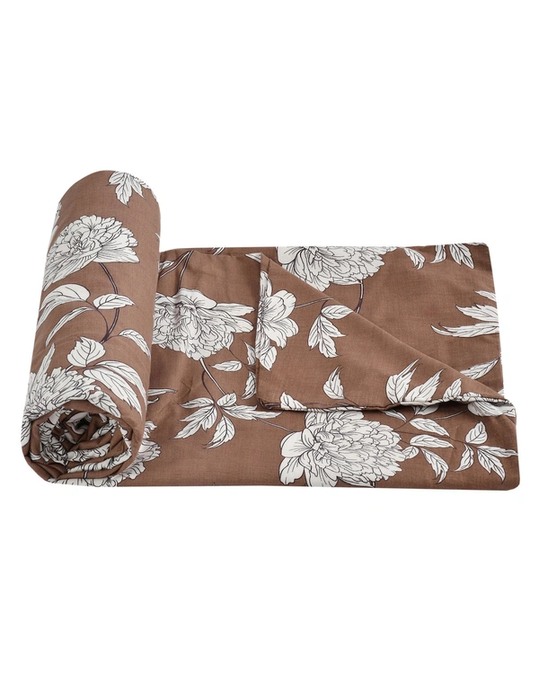 MORADO Glace Cotton Single Bed Size Quilt Cover / Duvet Cover / Rajai Cover / Blanket Cover With Zipper (60x90 Inches) - 60x90 Inches, Coffee