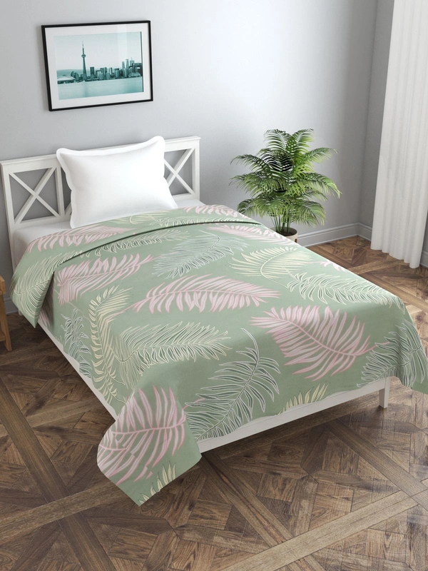 MORADO Glace Cotton Single Bed Size Quilt Cover / Duvet Cover / Rajai Cover / Blanket Cover With Zipper (60x90 Inches) - 60x90 Inches, Green