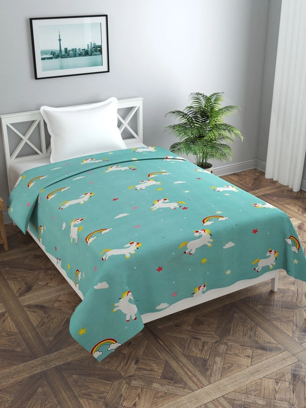 MORADO Glace Cotton Single Bed Size Quilt Cover / Duvet Cover / Rajai Cover / Blanket Cover With Zipper (60x90 Inches) - 60x90 Inches, Blue