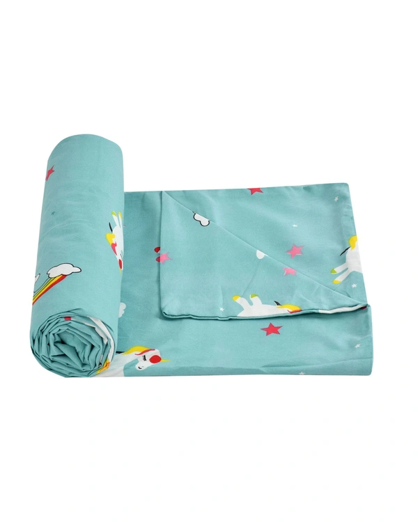 MORADO Glace Cotton Single Bed Size Quilt Cover / Duvet Cover / Rajai Cover / Blanket Cover With Zipper (60x90 Inches) - 60x90 Inches, Blue
