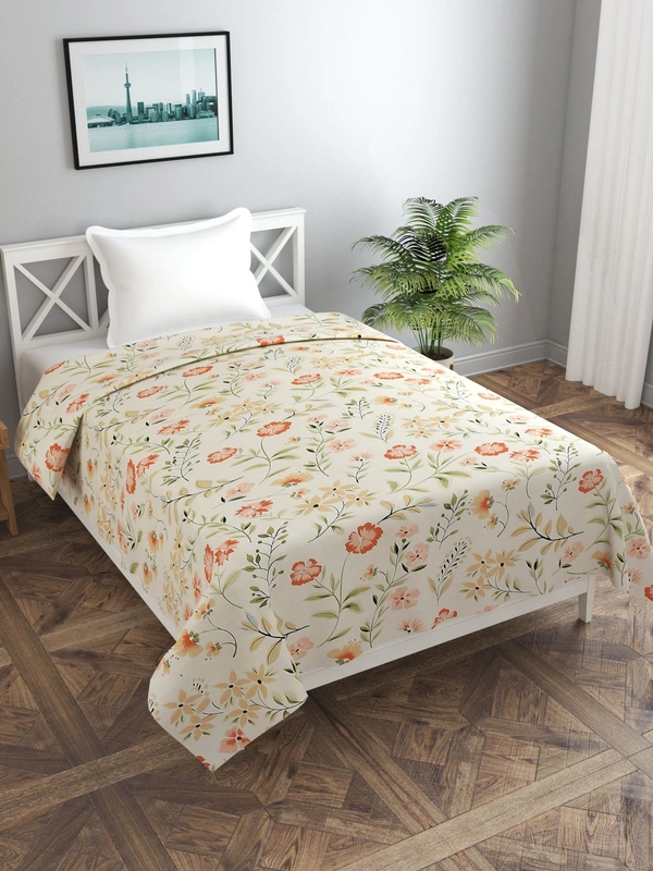 MORADO Glace Cotton Single Bed Size Quilt Cover / Duvet Cover / Rajai Cover / Blanket Cover With Zipper (60x90 Inches) - 60x90 Inches, Offwhite